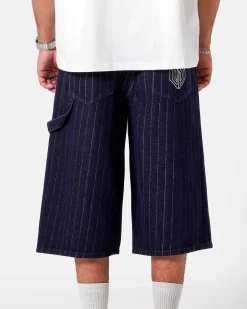 STRIPED DENIM BAGGY SHORT