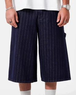 STRIPED DENIM BAGGY SHORT