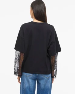 VIABIA LACE SLEEVE T-SHIRT