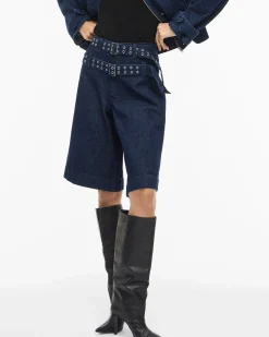 VIADONA BELTED DENIM SHORTS