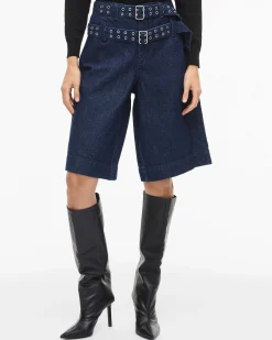 VIADONA BELTED DENIM SHORTS