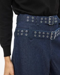 VIADONA BELTED DENIM SHORTS