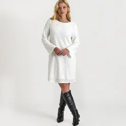 Viaria o-neck open back dress