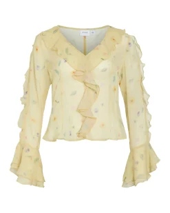 VIEMMY V-NECK FRILL TOP