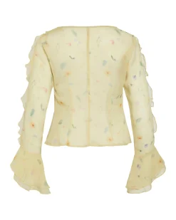VIEMMY V-NECK FRILL TOP