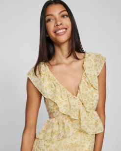 VIMONE S/L MAXI FLOUNCE DRESS