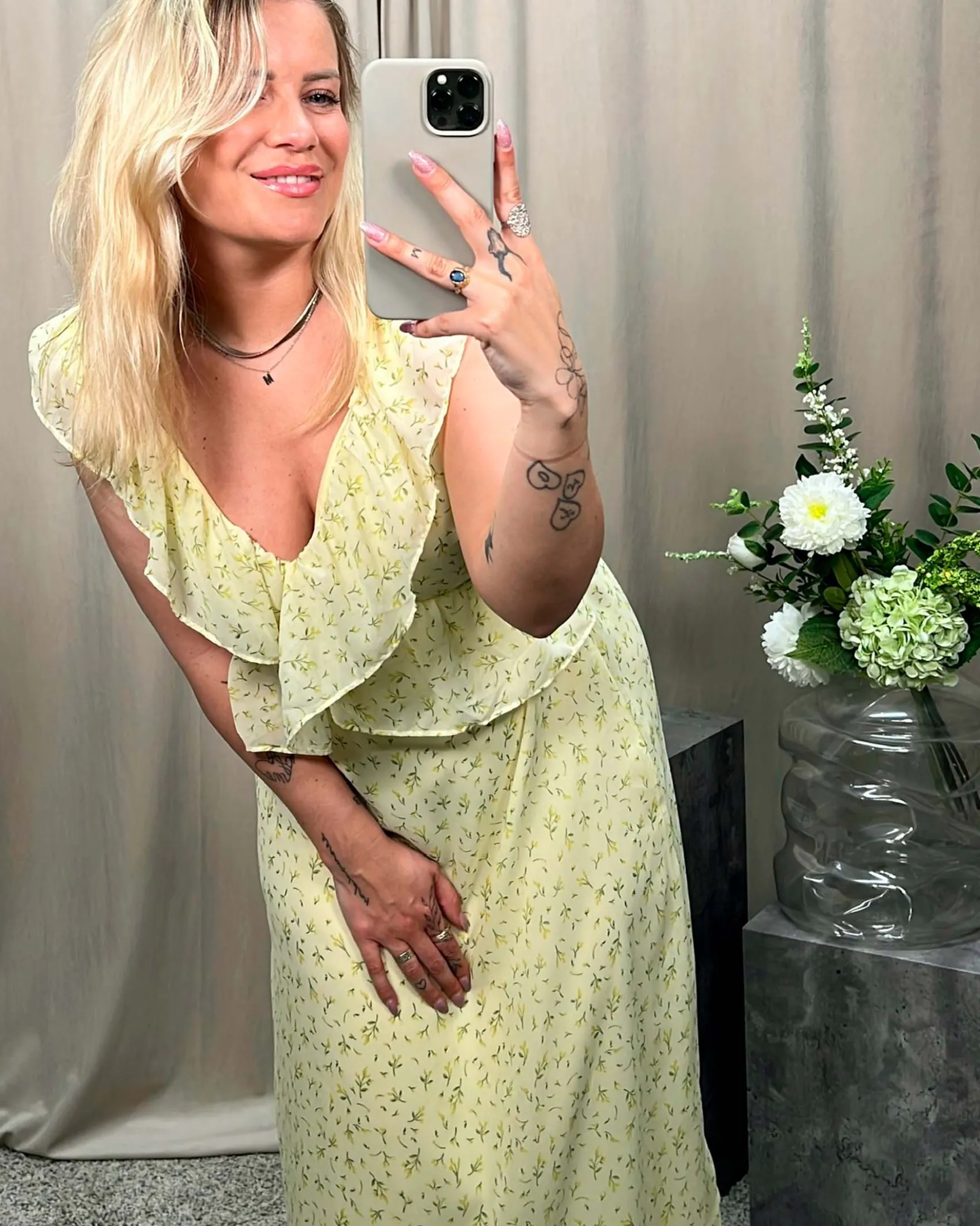 VIMONE S/L MAXI FLOUNCE DRESS