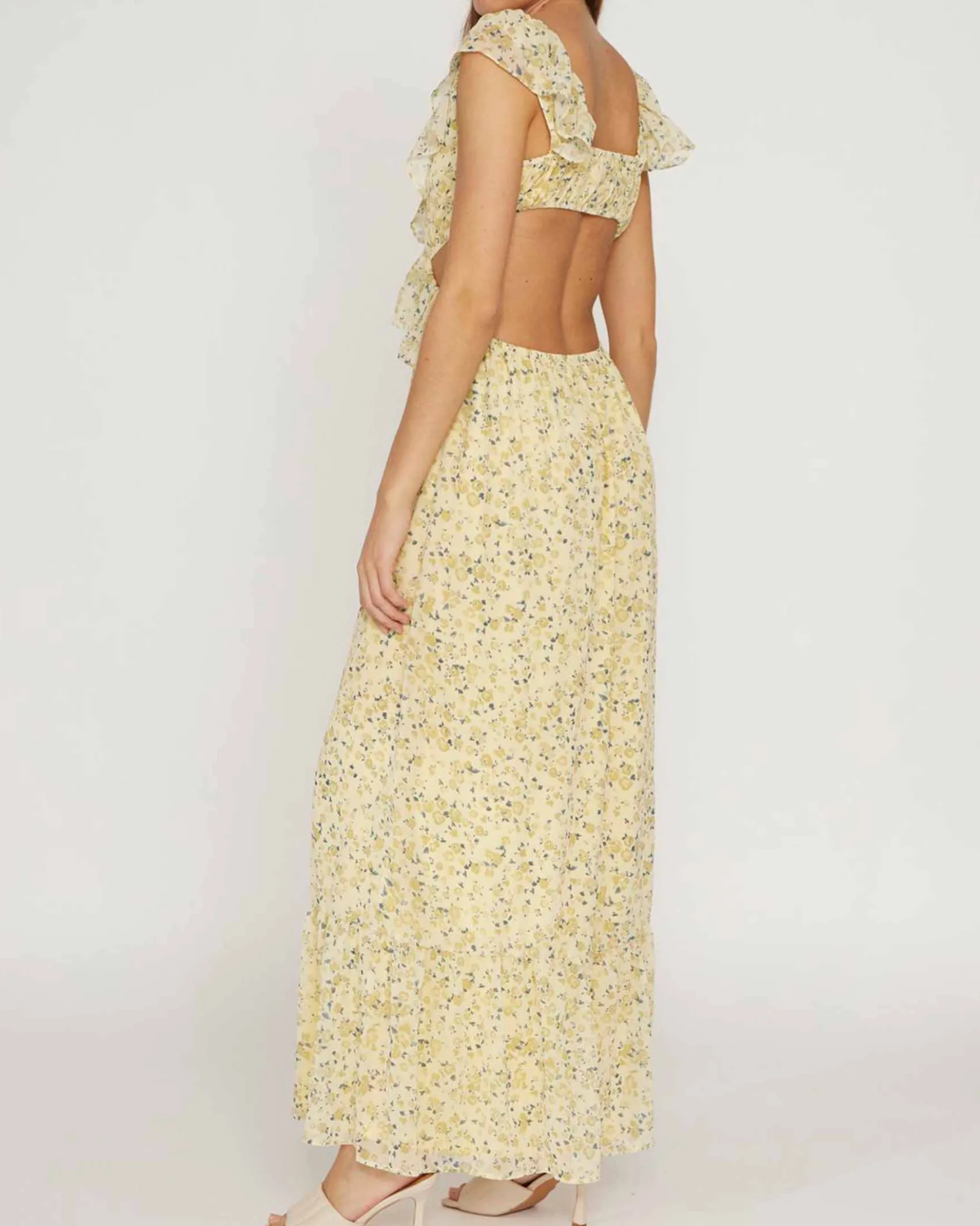 VIMONE S/L MAXI FLOUNCE DRESS
