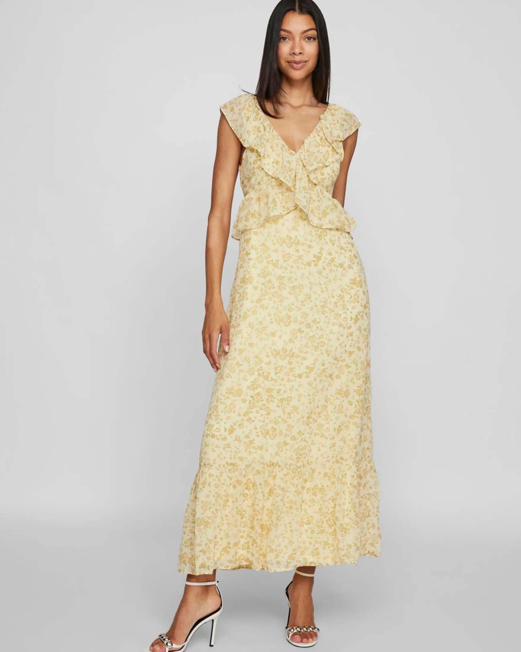 VIMONE S/L MAXI FLOUNCE DRESS