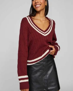 Visena l/s v-neck knit pullove