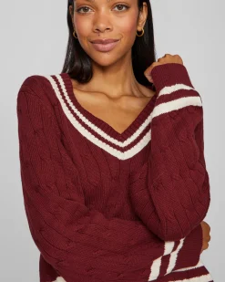 Visena l/s v-neck knit pullove