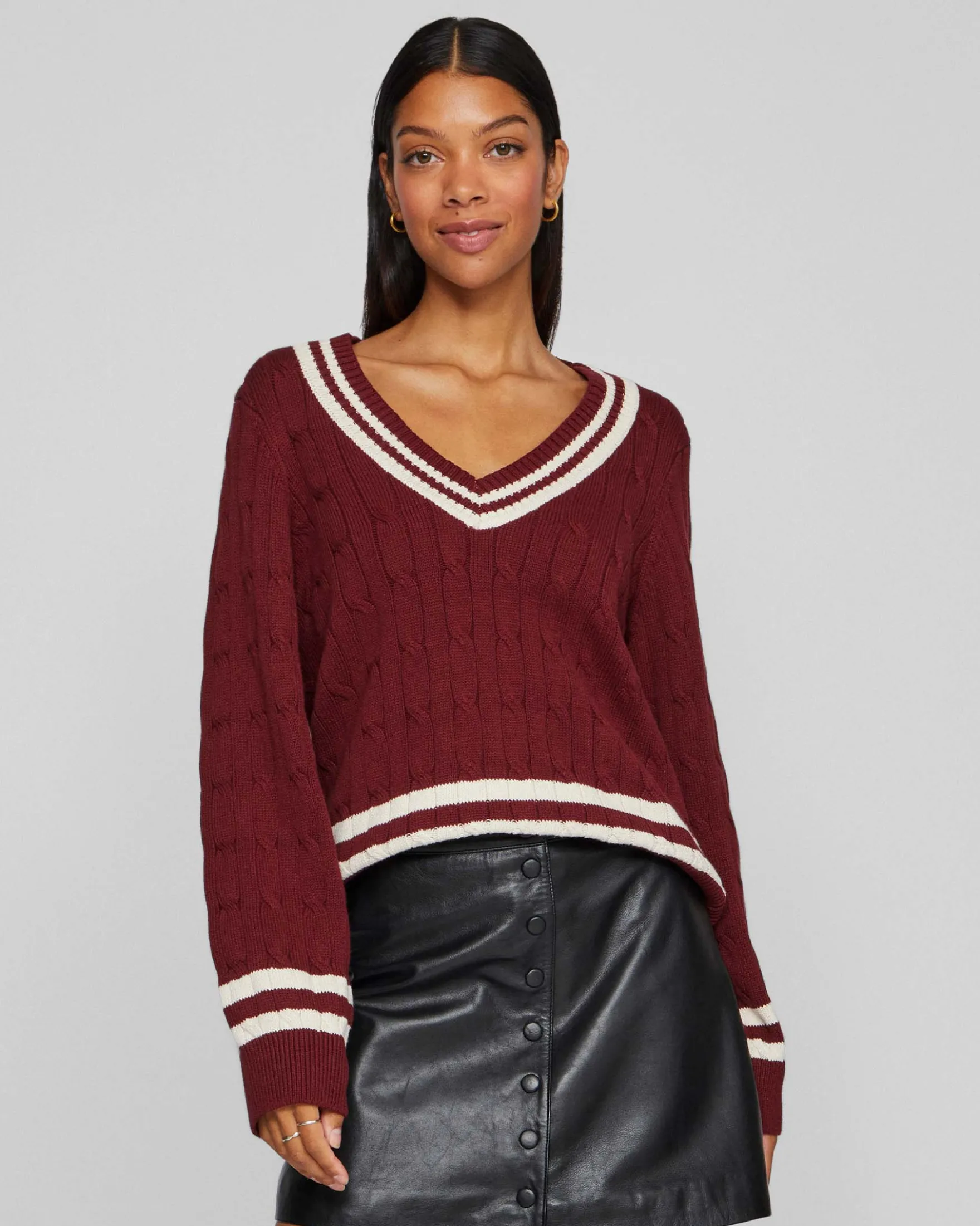 Visena l/s v-neck knit pullove